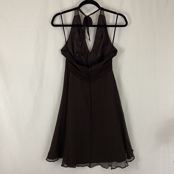 Vintage Signature By Robbie Bee Brown Silk Halter Dress Size 6P - Picture 4 of 8
